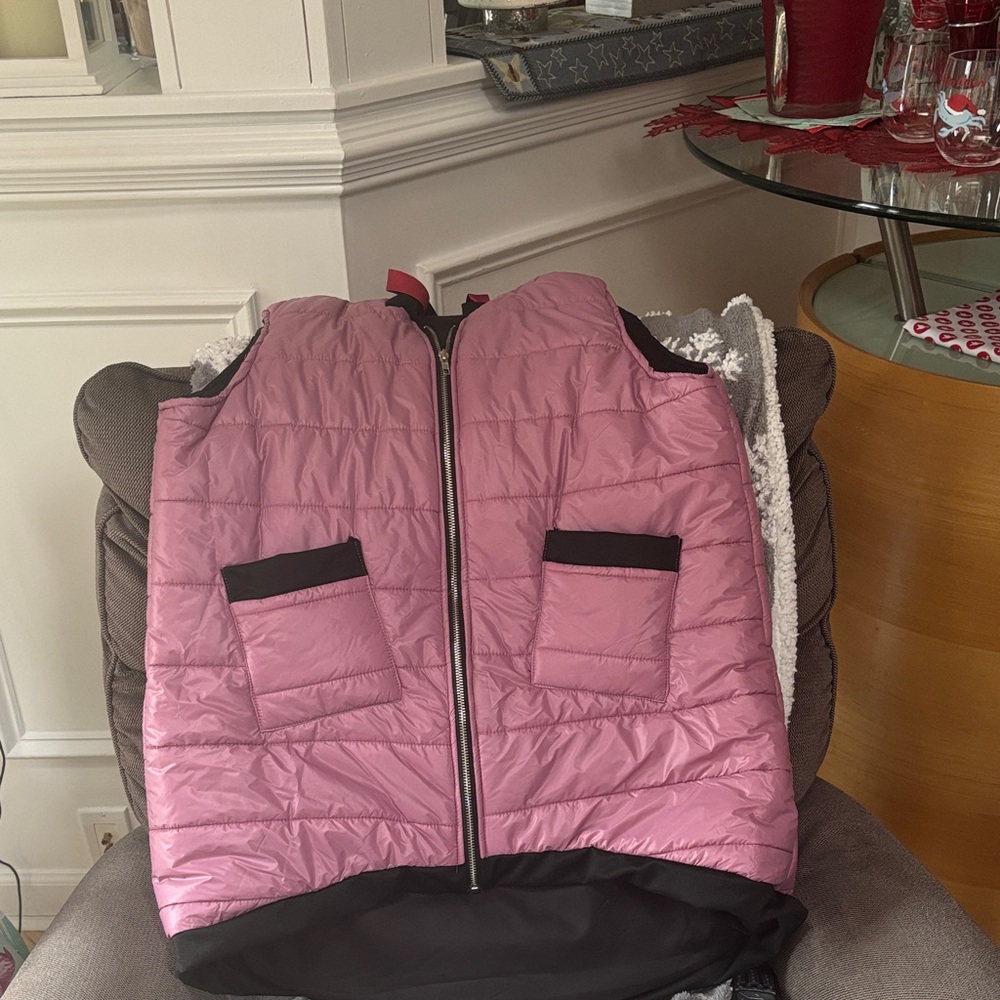 Pink Puffer Vest with Black Accents